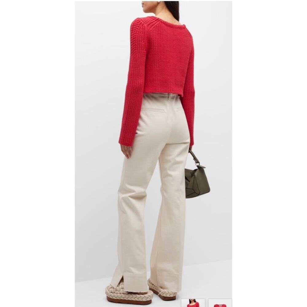 Recto Red Knit Chunky Scoop-Neck Crop Cardigan - Picture 11 of 14